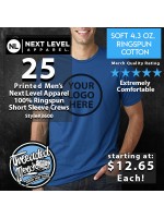 25 Custom Screen Printed Next Level 3600 T Shirt Special